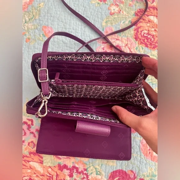 Vera Bradley Black and Purple Patterned Crossbody Bag - Picture 4 of 5